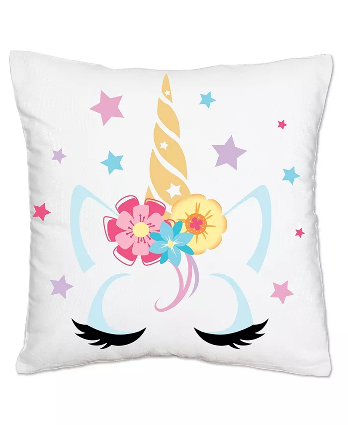 Big Dot of Happiness Rainbow Unicorn - Home Decorative Cushion Case - Throw Pillow Cover - 16 x 16 In