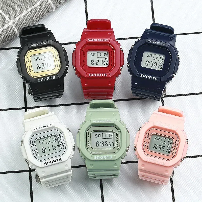 LIUYANGTIAN 1/2pcs LED Sports Watch Set for Boys Girls Student Electronic Watch Men Women Square Digital Watches Waterproof Rubber Clocks