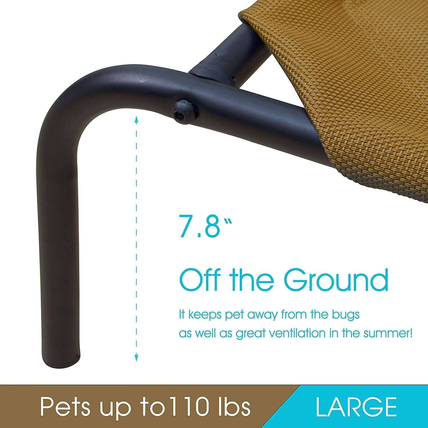 PHYEX Elevated Dog Bed， Raised Cooling Pet Bed for Large Dogs， 50.5