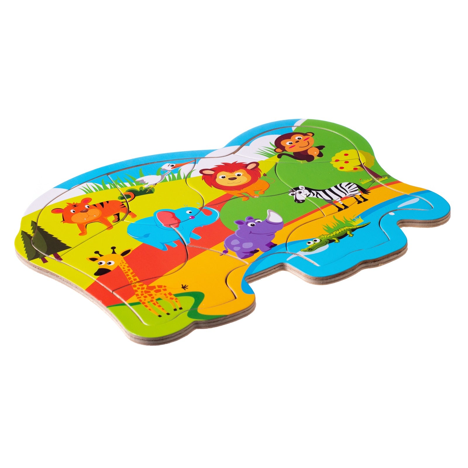 Eliiti Wooden Safari Animals Jigsaw Puzzle for Toddlers 2 to 4 Years Old Boys Girls