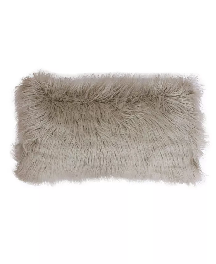 THRO Keller Faux Mongolian Reverse To Micromink Pillow， 22