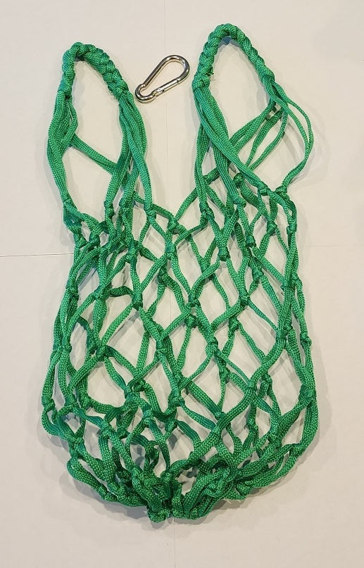 GREEN Chicken Coop Flock Block Bird Seed Hanging Bag Veggie Treat Holder - Poultry Feeder Toy Accessories Cabbage Bowl Sack