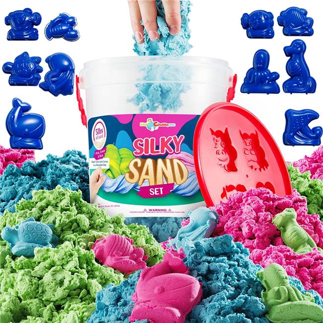 Little Chubby One LCO-SLMSND-3CLR-ST Moldable Toy Kids Silky Play Sand Set, 5 lbs - Ages 3-10