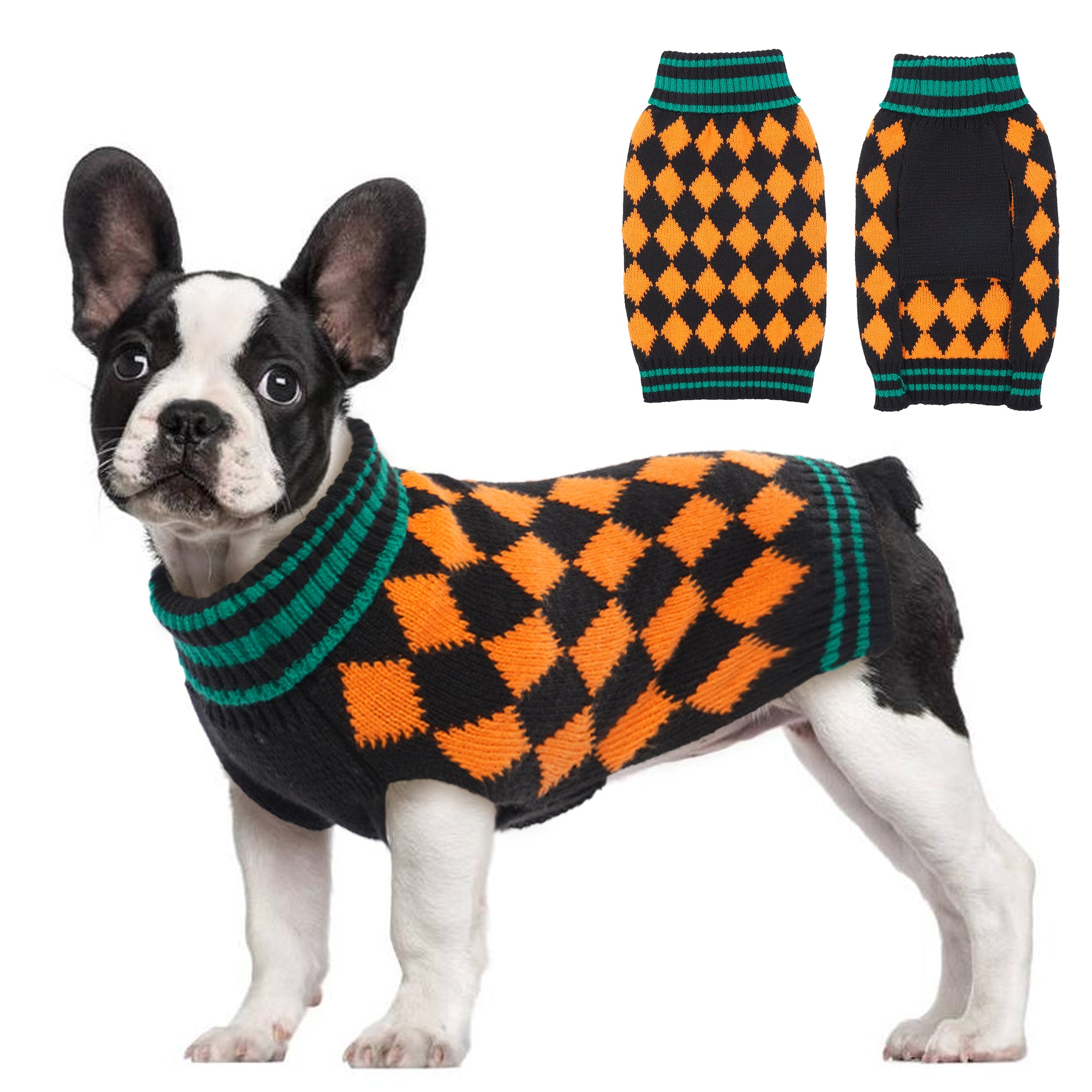 IDOMIK Dog Sweater， Halloween Pullover Dog Knitwear for Cold Weather， Turtleneck Sweaters for Small Medium Dogs， Pet Clothes Cozy Doggie Vest Dog Winter Coat Costume