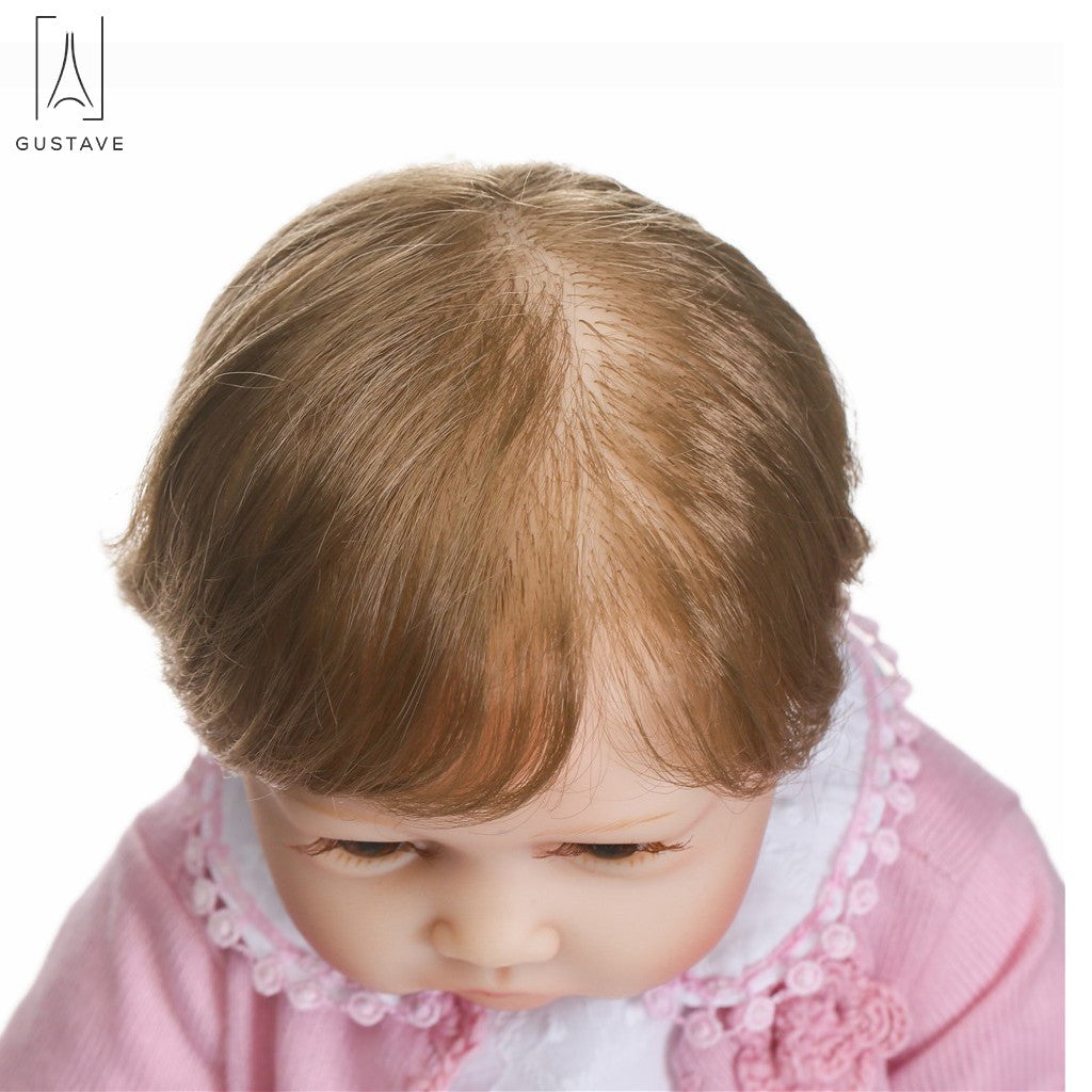 Gustave Realistic Reborn Baby Doll Girl Newborn Baby Silicone Vinyl 22" Handmade Weighted Body Pink Outfit Gift Set