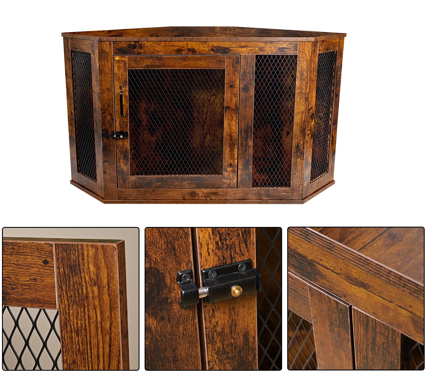 Corner Dog Crate with Cushion Medium Large Dog Crate Indoor