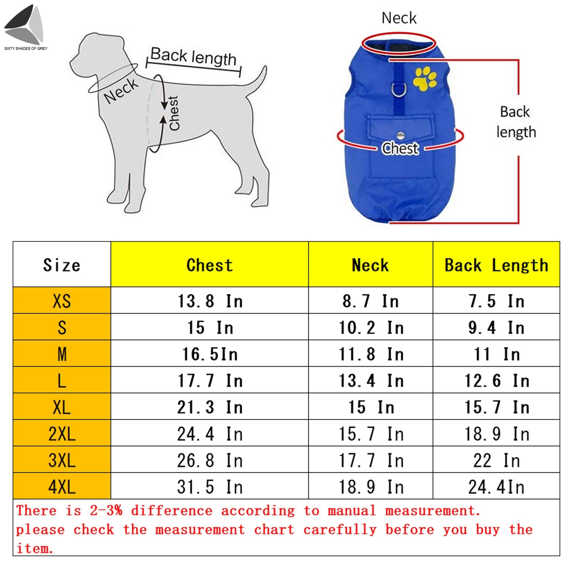 Sixtyshades Winter Windproof Dog Coats Double Sided Waterproof Padded Dog Warm Jackets for Small Medium Large Dogs (L， Red)