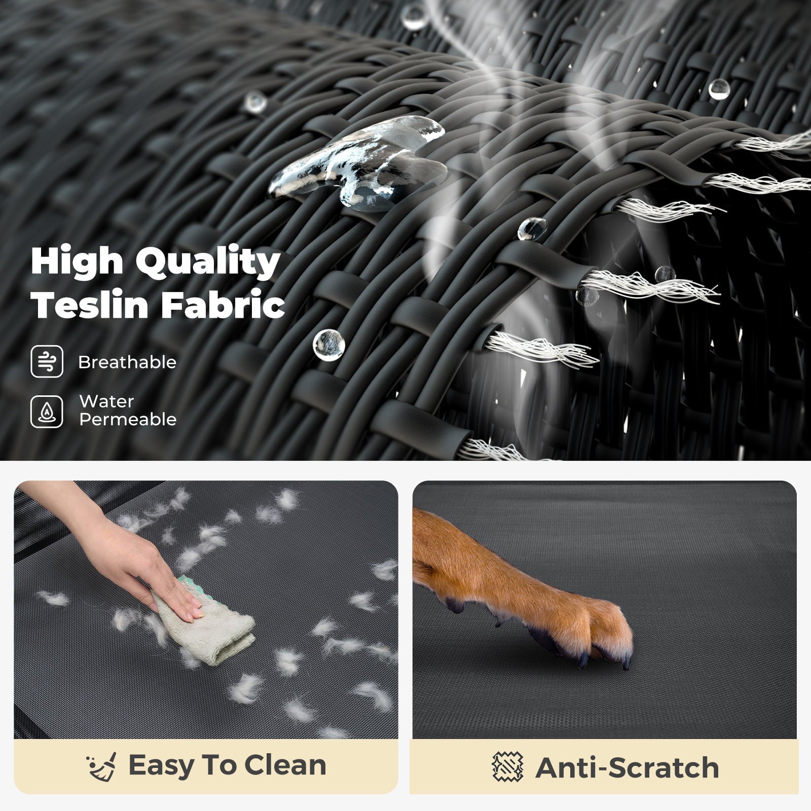 Veehoo Original Cooling Elevated Dog Bed， Raised Dog Cot with Washable Mesh， Medium， Black