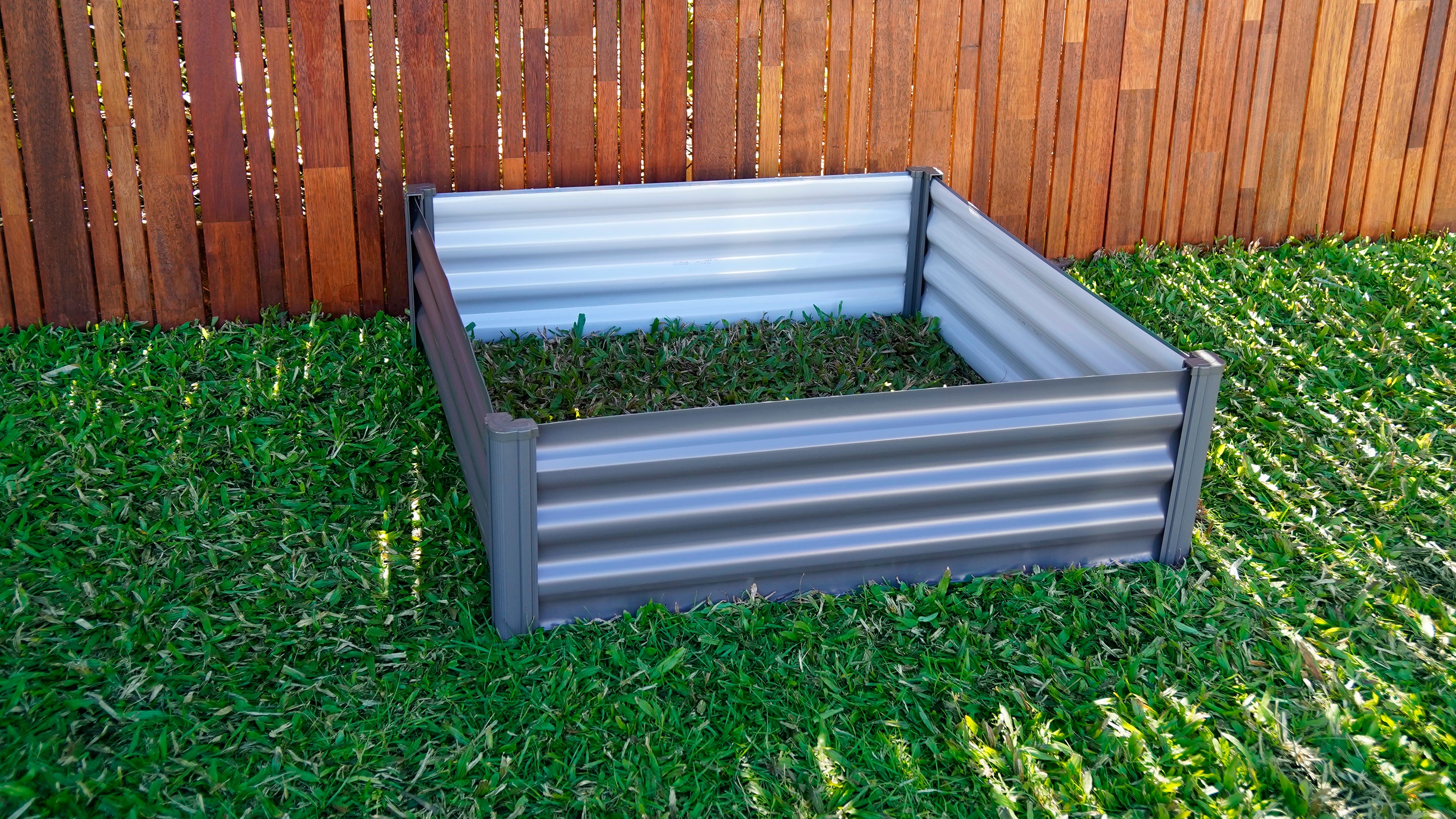The Organic Garden Co 4' W x 4' L x 1' H Metal Square Garden Bed for growing flowers, vegetables and herbs - Woodland Gray