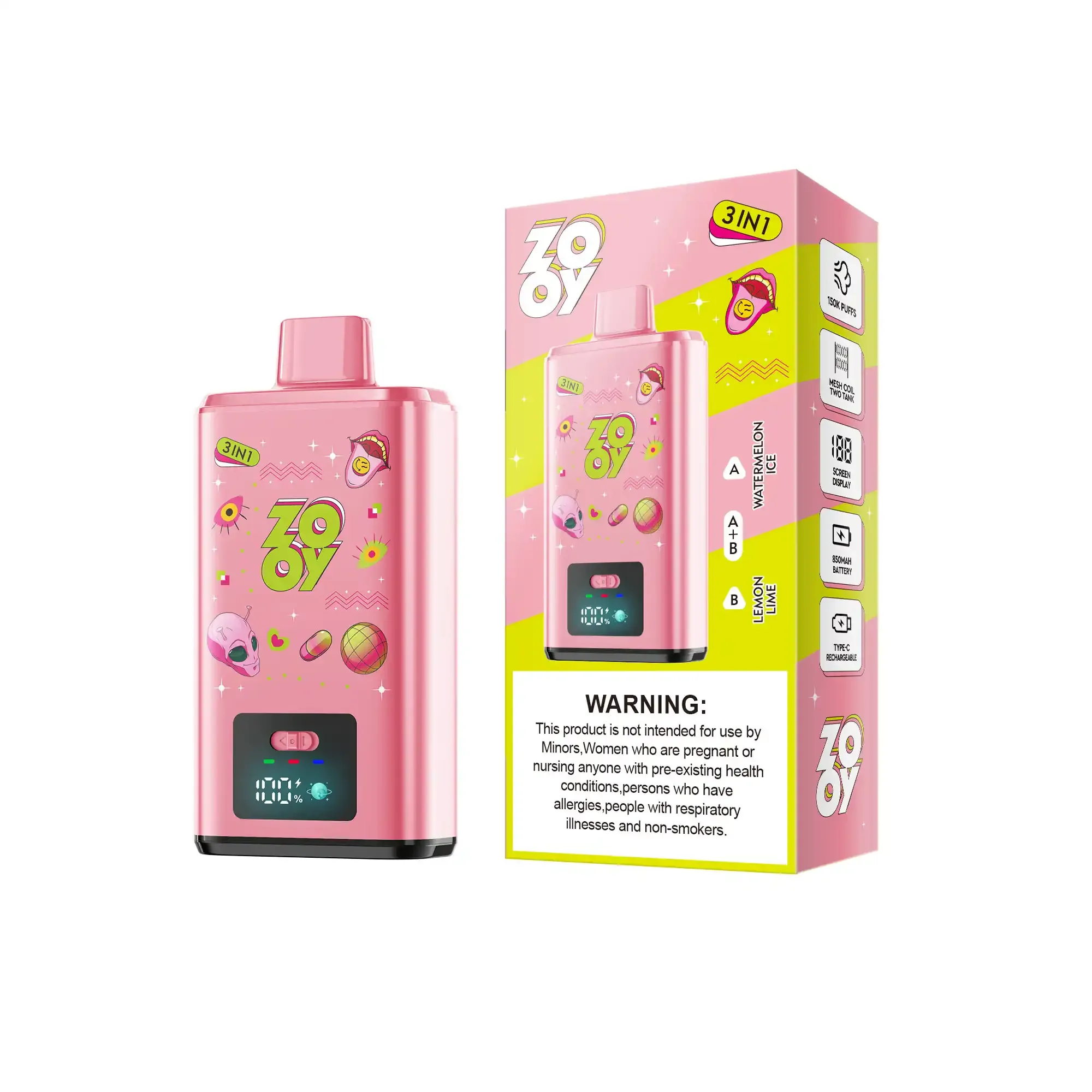 🌟ZOOY 150K Puffs 3 Flavors in 1 Disposable Vape
