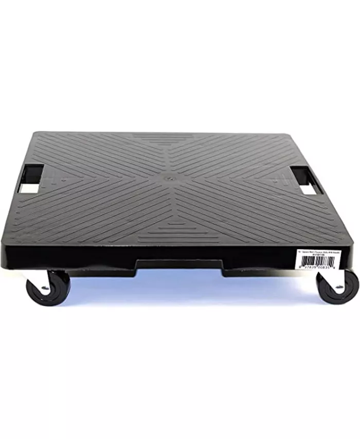 Devault 5-Wheeled Square Plant Caddy With Handles， Black， 16in