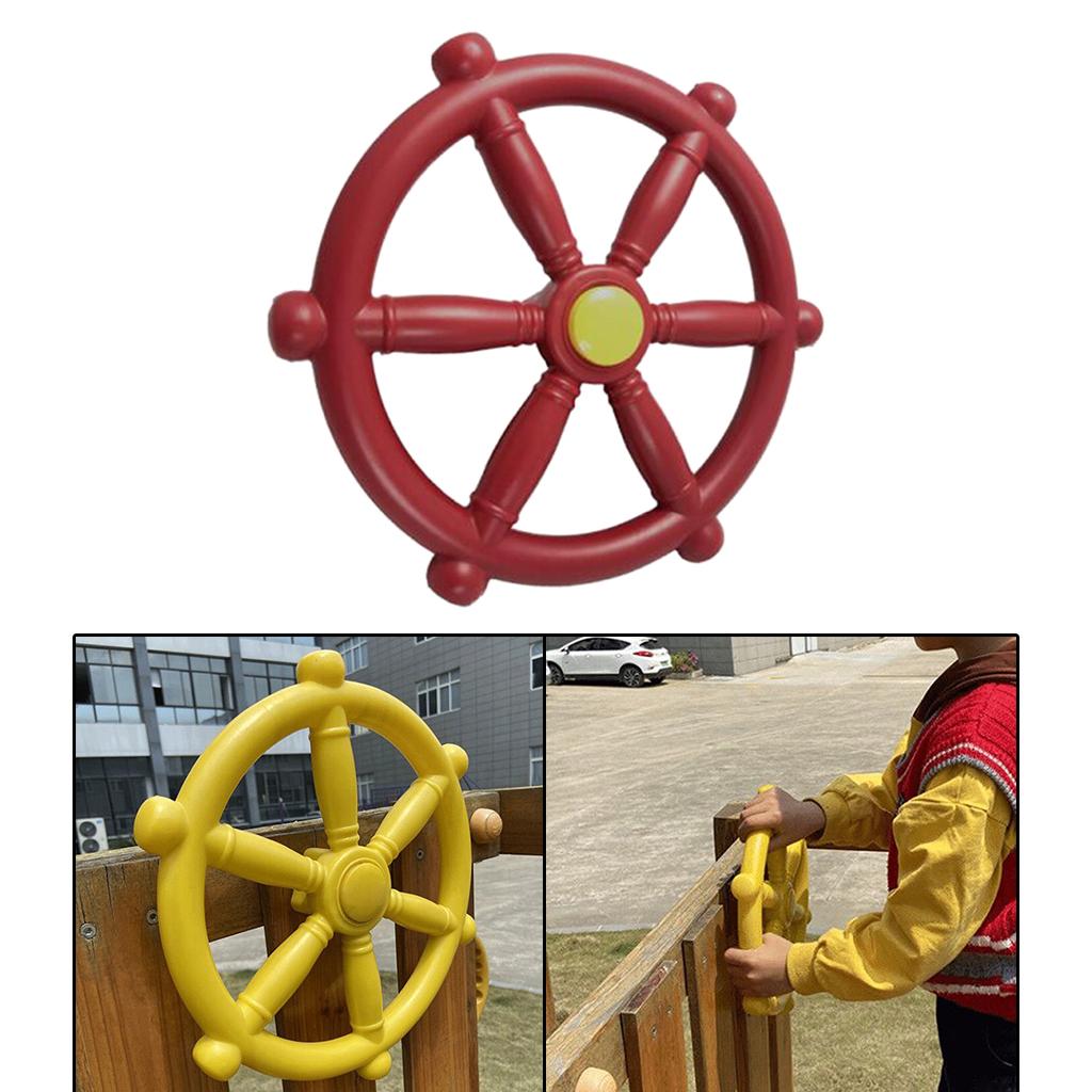 Kids Playground Stee Wheel, set Stee Wheel Attachment, Wheel Outdoor Playhouse, Treehouse or set, 3 Colors - red