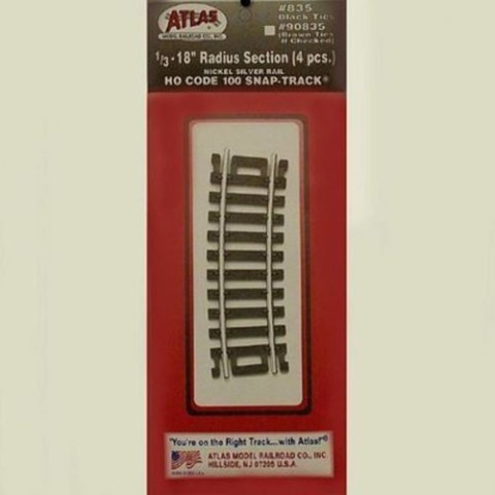 ATM835 HO Scale Code 100 1 by 3 Curve 18 in. Radius