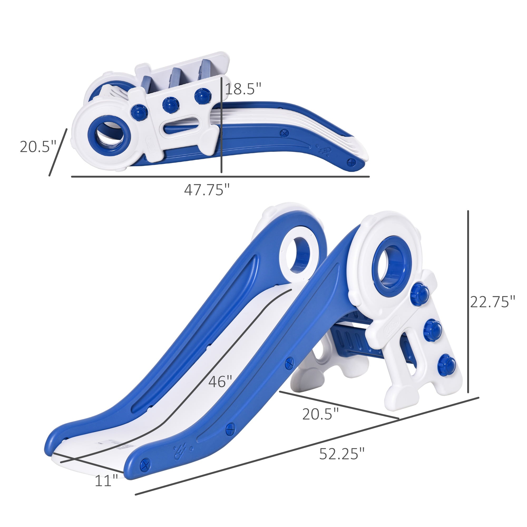 Qaba Folding Kids Slide， Small Freestanding Astronaut Climber for Ages 1-3 Years