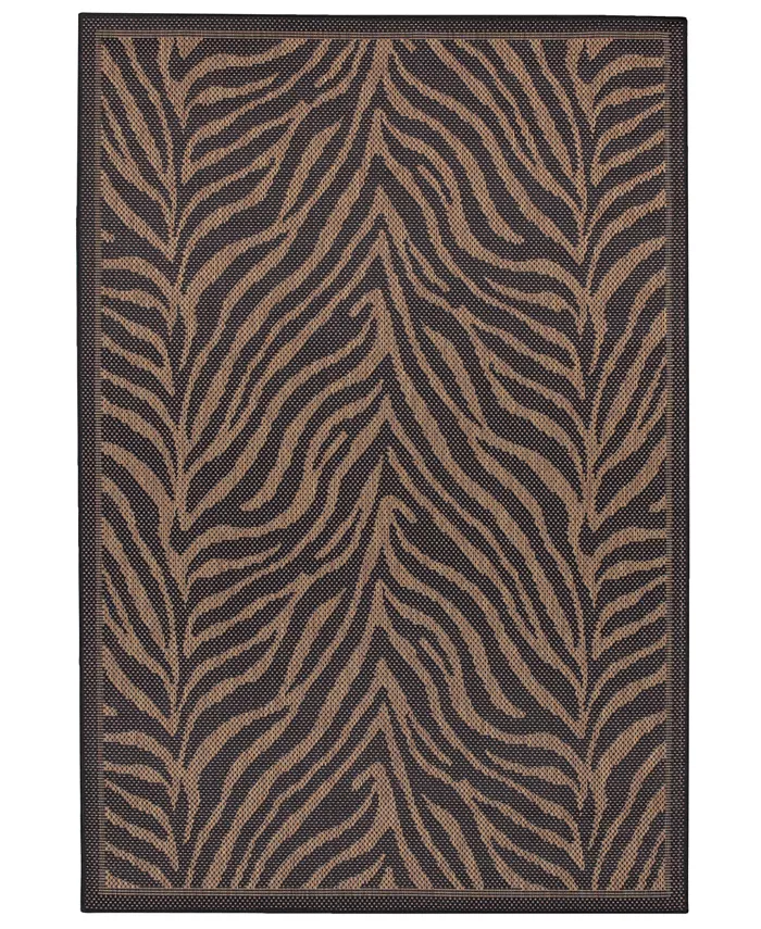 Couristan CLOSEOUT! Area Rug， Recife Indoor Outdoor Zebra Machine-Washable Black  Cocoa 8' 6