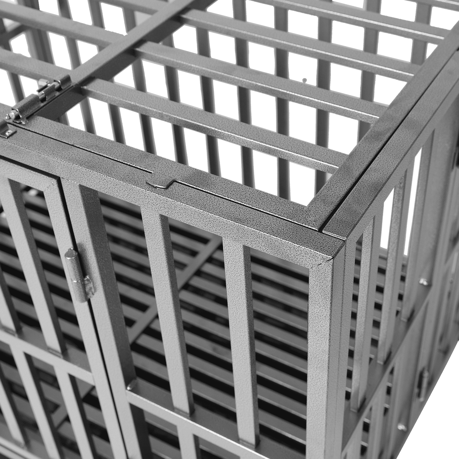 Confote 37Inch Heavy Duty Dog Kennel Strong Metal Dog Cage Pet Crate for Small and Medium Dogs with Four Lockable Wheels， Removeable Tray(Stretching Install)