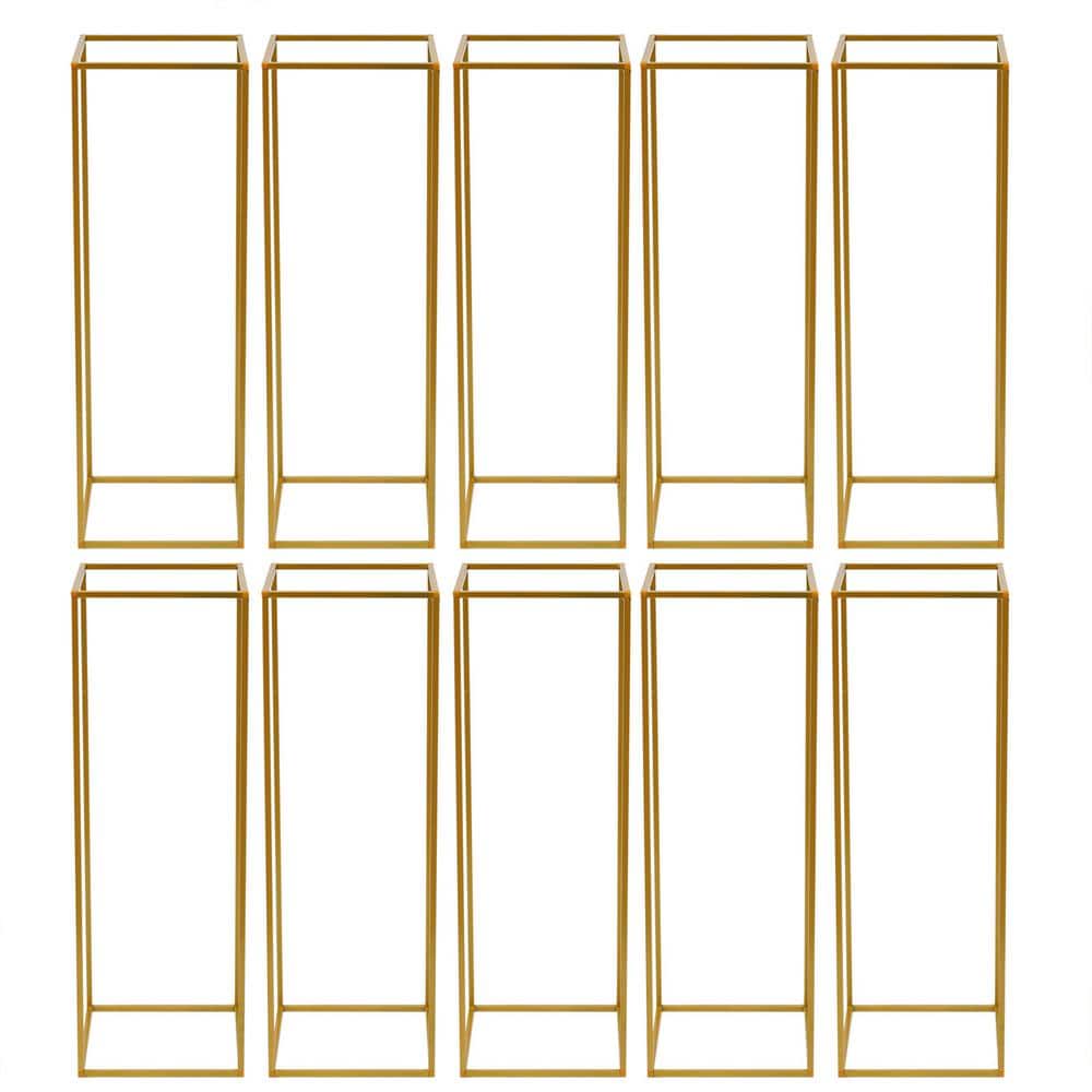 YIYIBYUS 10-Pieces 10.62 in. W x 31.49 in. H Metal Flower Stand Gold Wedding Flower Rack Display Stand OT-ZJGJ-3723-1