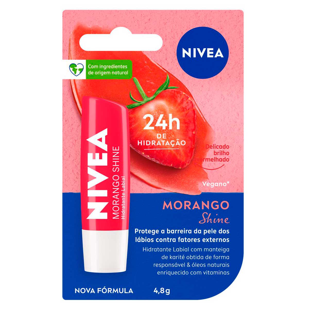 Hidratante Labial Morango Shine NIVEA 4,8 g