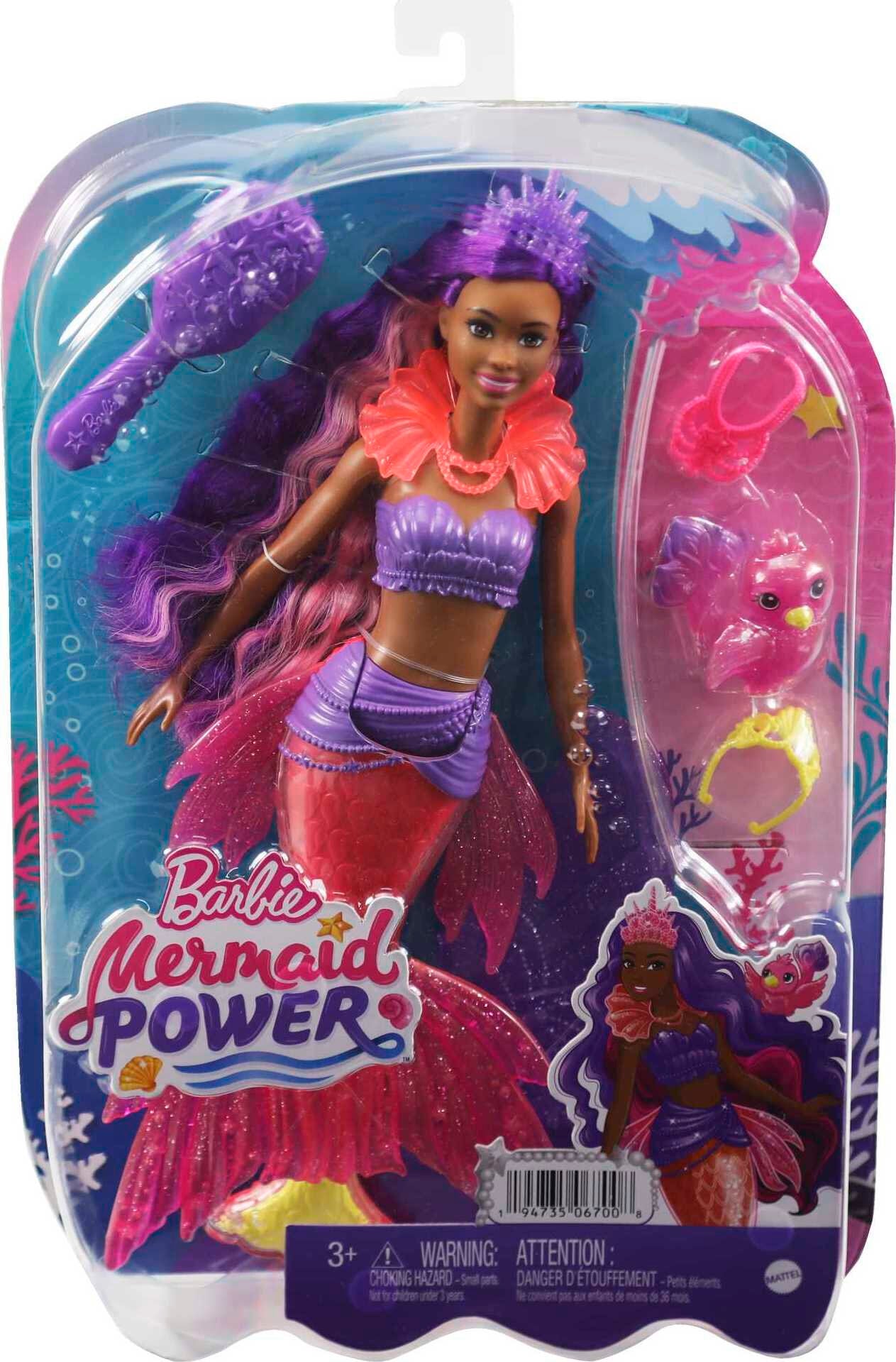 Barbie Mermaid Power "Brooklyn" Doll with Purple Hair, Seahorse Pet and Accessories