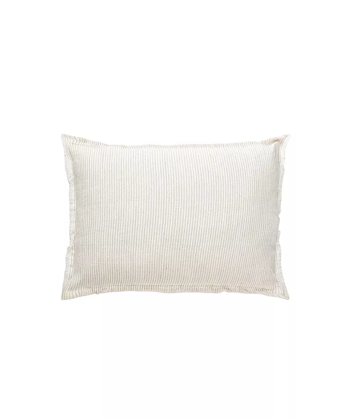 Anaya Home Natural Beige White Striped Linen  Down Alternative Lumbar Pillow