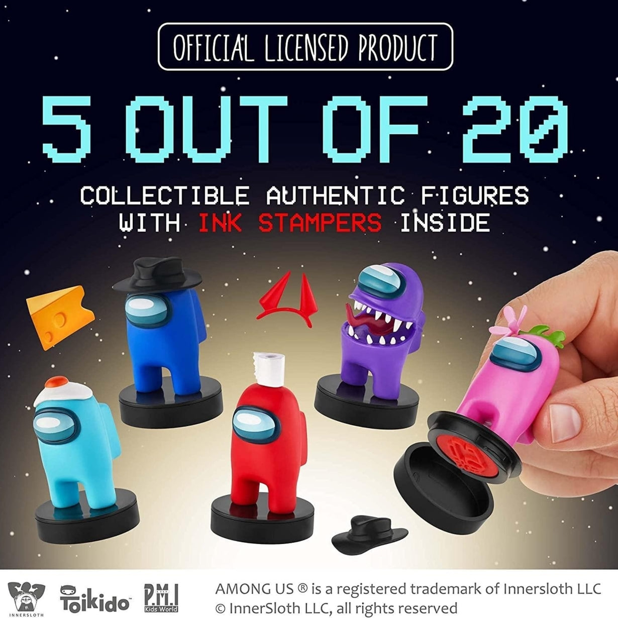 Among Us Crewmates Stampers 5pk Fortegreen Lime Brown Orange Game Figure Set PMI International