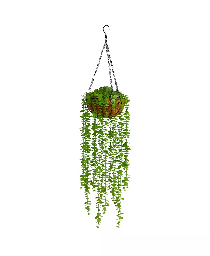 Nearly Natural 3' Eucalyptus Artificial Plant in Hanging Basket