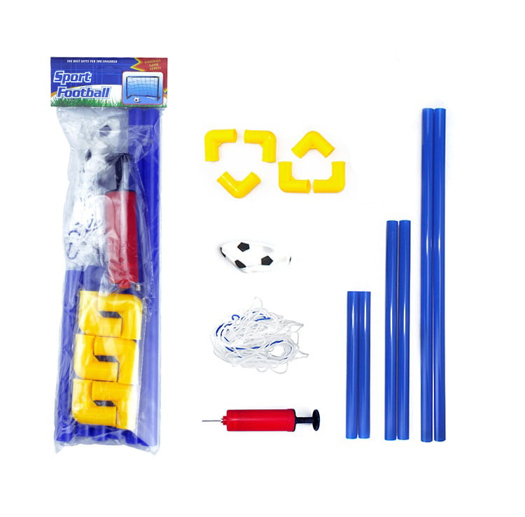 Michellecmm Kids Football Toy Folding Mini Soccer Ball Goal Post Net Set Child Boys Girls Entertainment Sport Game Blue ONE Size