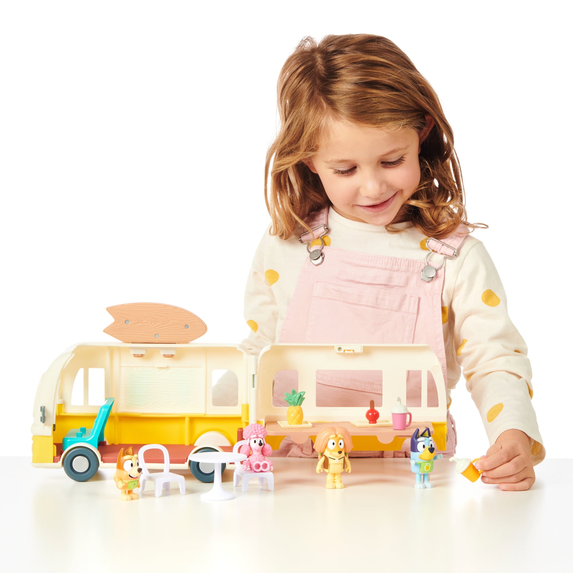 Bluey， Juice Truck Vehicle， Bluey， Bingo， Indy 3 inch Figures， Preschool， Ages 3+