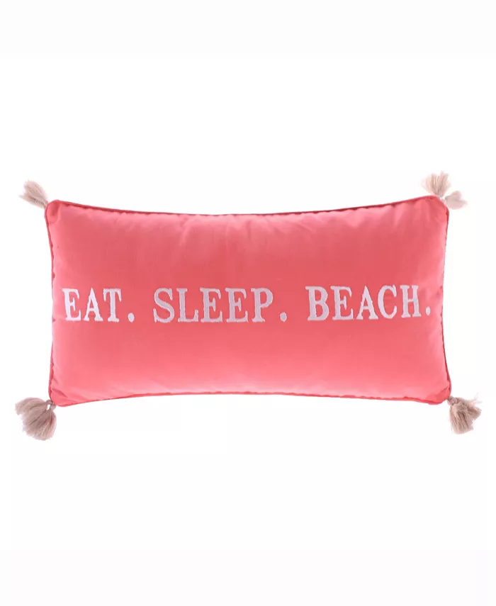Levtex Coral Eat Sleep Beach Decorative Pillow， 12