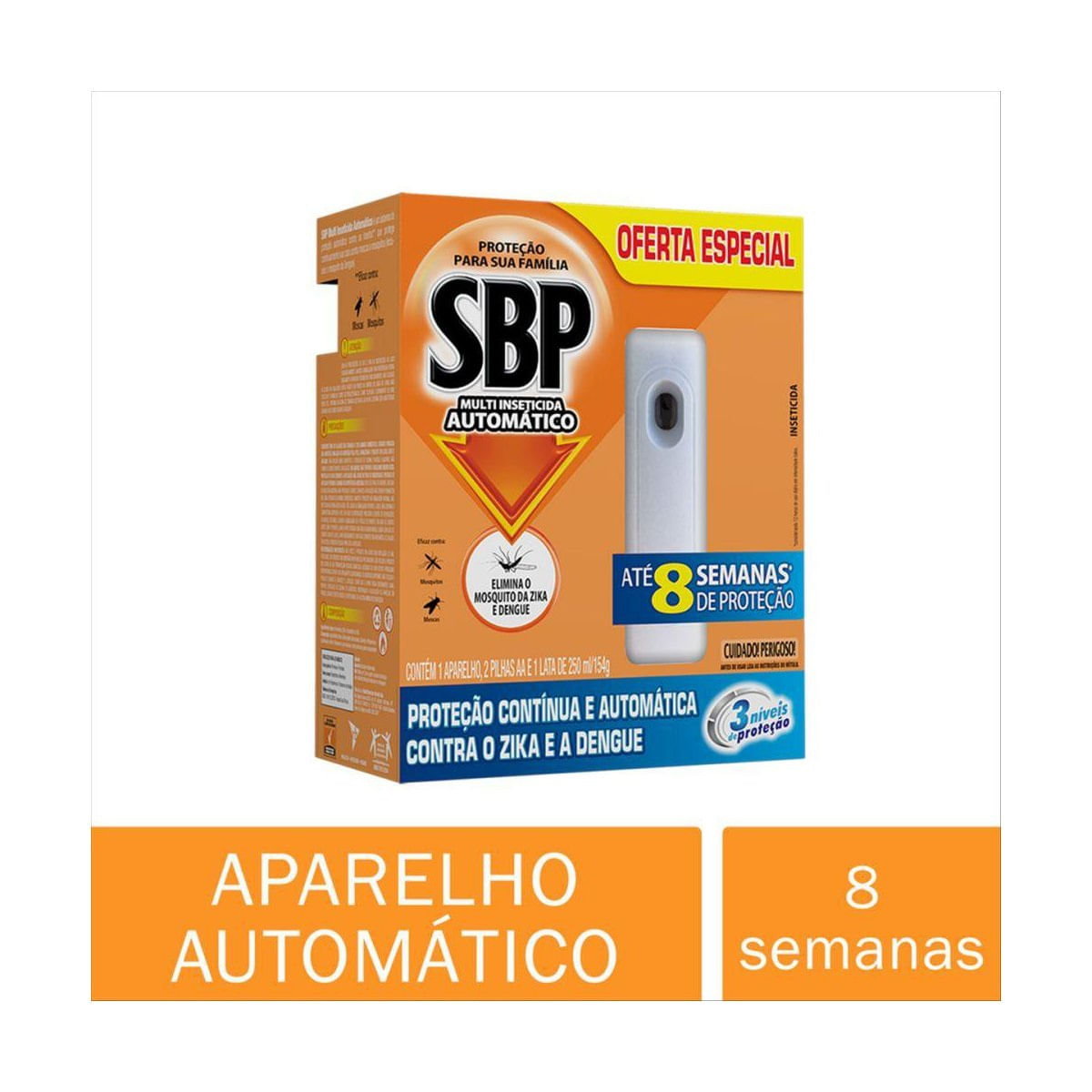 SBP Multi Inseticida Automatico Aparelho + Refil Duracao ate 8 semanas 250ml