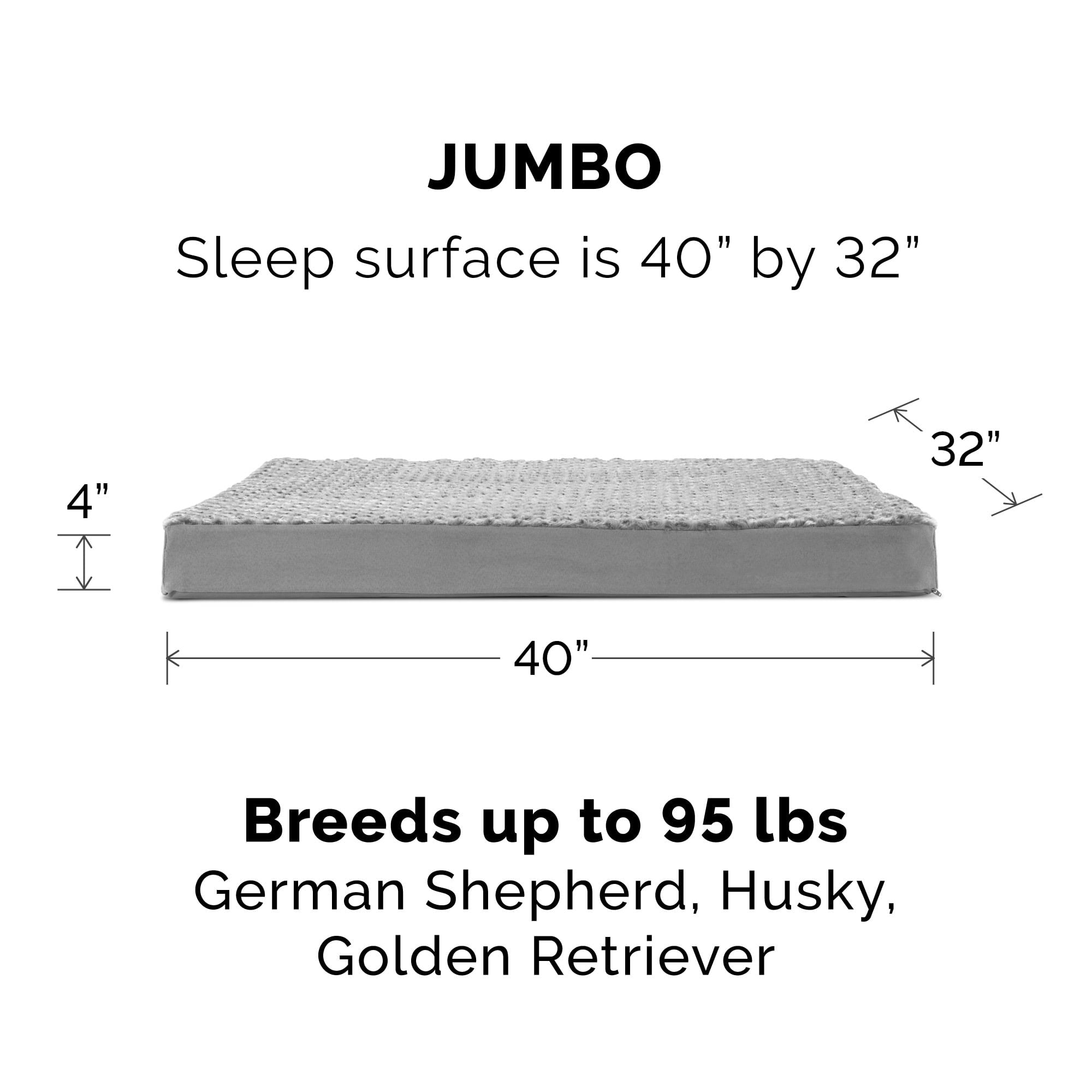 FurHaven Pet Products | Deluxe Orthopedic Ultra Plush Mattress Pet Bed for Dogs and Cats， Gray， Jumbo