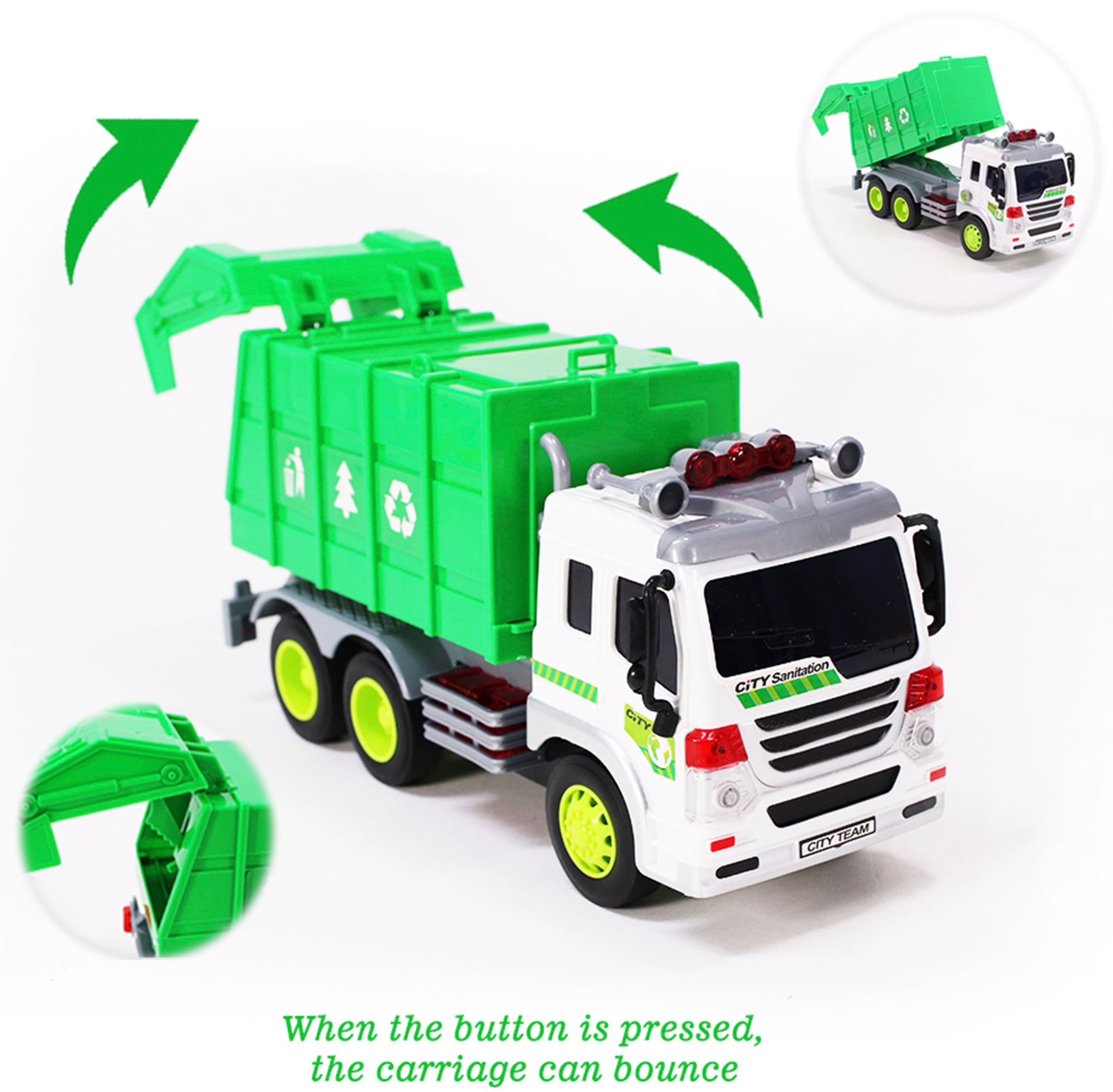 Garbage Truck Toys for 3 Year Old Boys and Girls， Friction Powered Toy， Play Vehicle Cars for Toddlers
