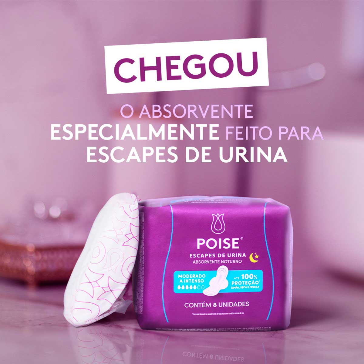 Absorvente com Abas para Escapes de Urina Poise Noturno 8 Unidades