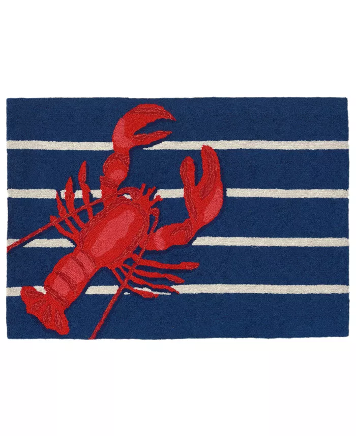 Liora Manne' Liora Manne Front Porch Indoor Outdoor Lobster on Stripes Navy 2'6
