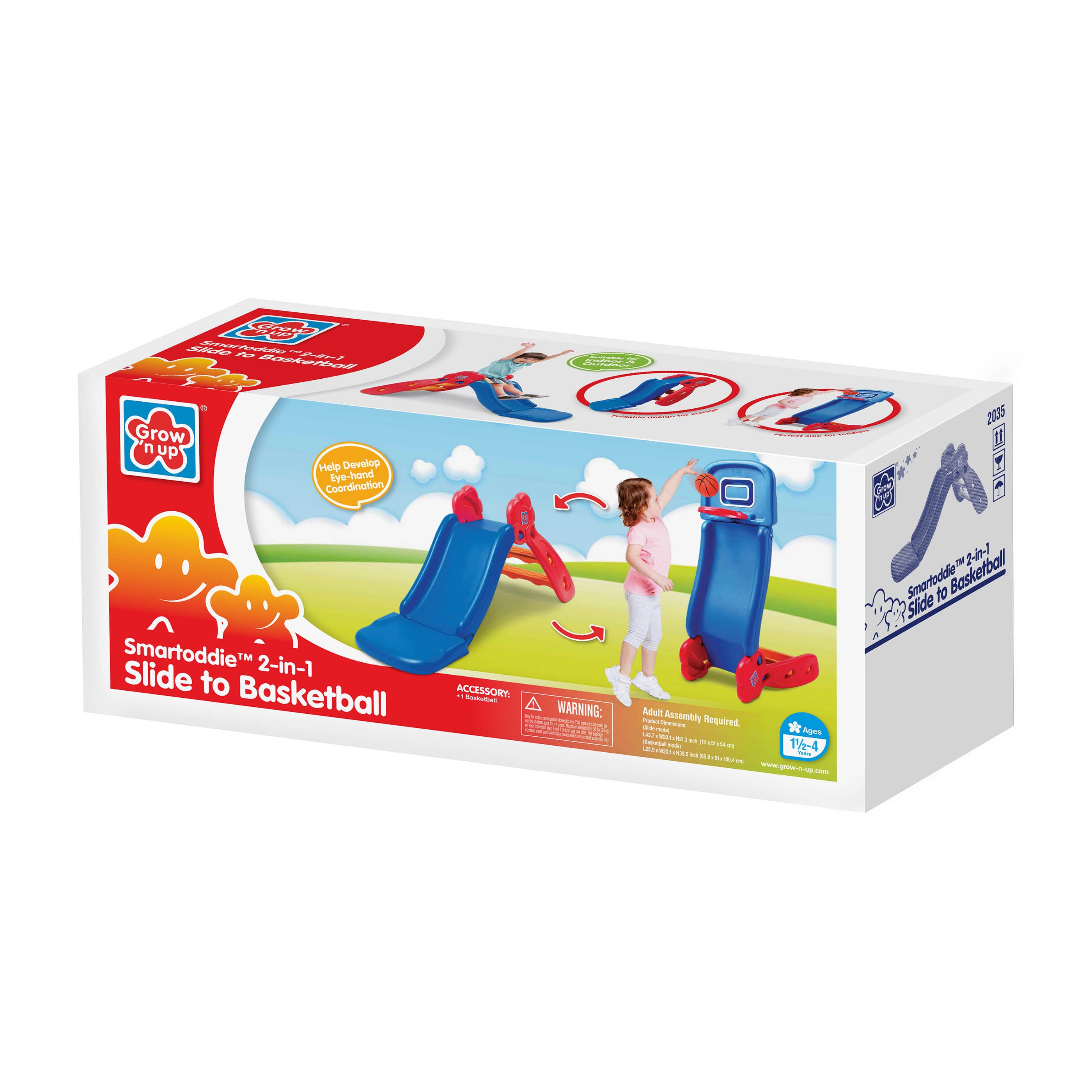 Grow'n Up Blue 2-in-1 Plastic Folding Playground Slide， Toddler