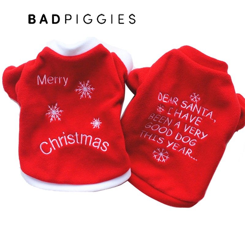 BadPiggies Christmas Dog Clothes Pet Clothes Autumn Winter Sweaters Warm Snowflake Fleece Pullover Dog Clothing For Small Medium Dogs
