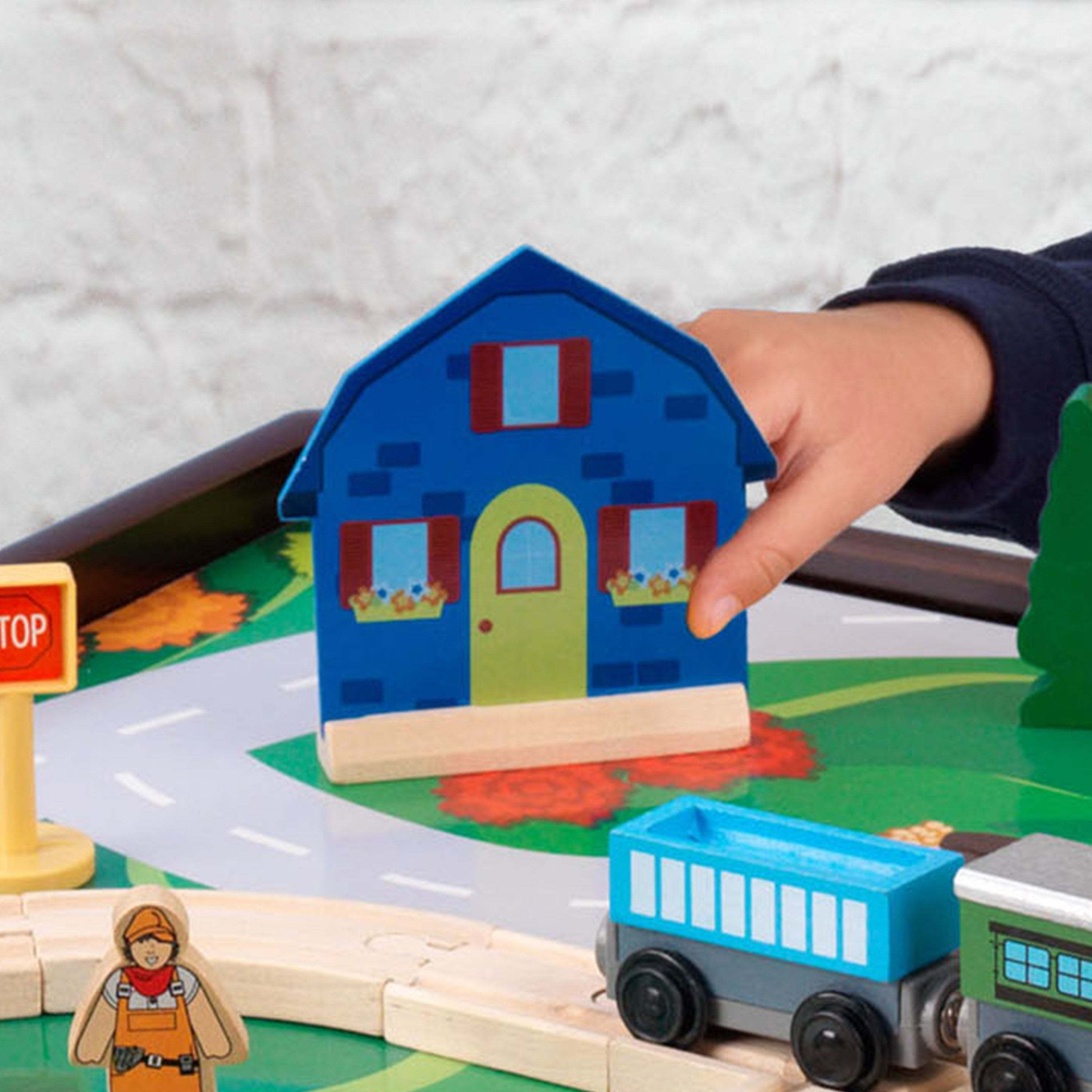 KidKraft Reversible Wooden Activity Table with Board and Train Set， Espresso