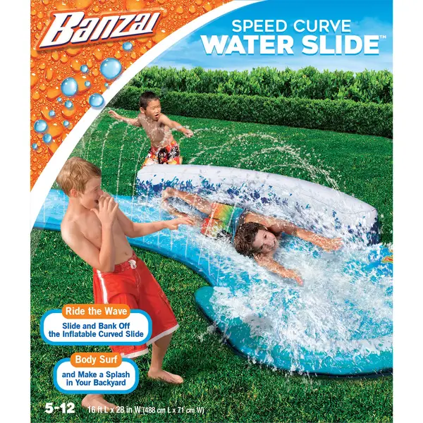 Banzai Speed Surf Curve Summer Water Slide for Kids