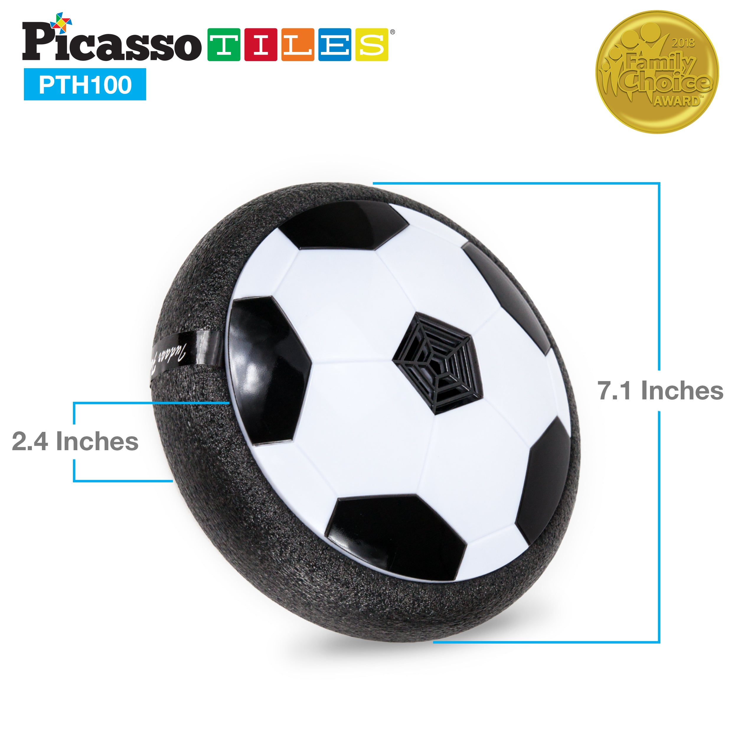 PicassoTiles Soccer Hoverball Air Hockey Electric Power Airlifted Hover Ball PTH100