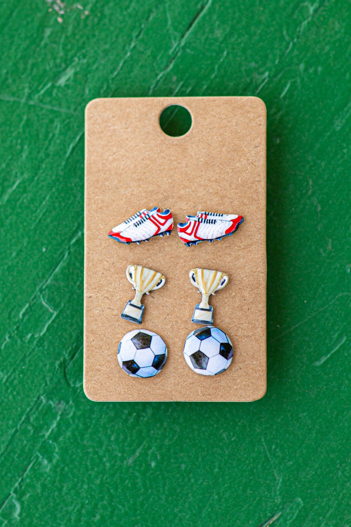 Black and White Soccer Stud Earring Set