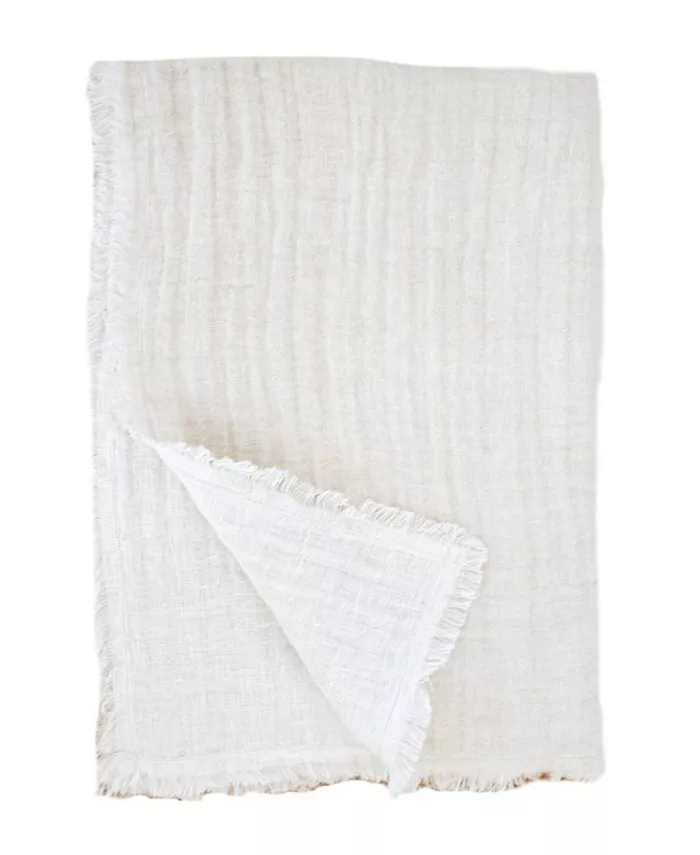 Anaya Home Crinkled Double Weave Linen Throw 80x80
