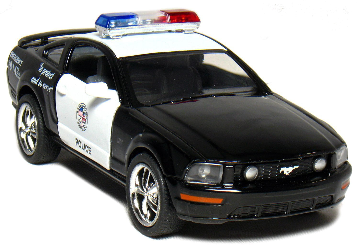 Kinsmart 2006 Ford Mustang GT Police Diecast Car Model 1/38 Scale  Black and White