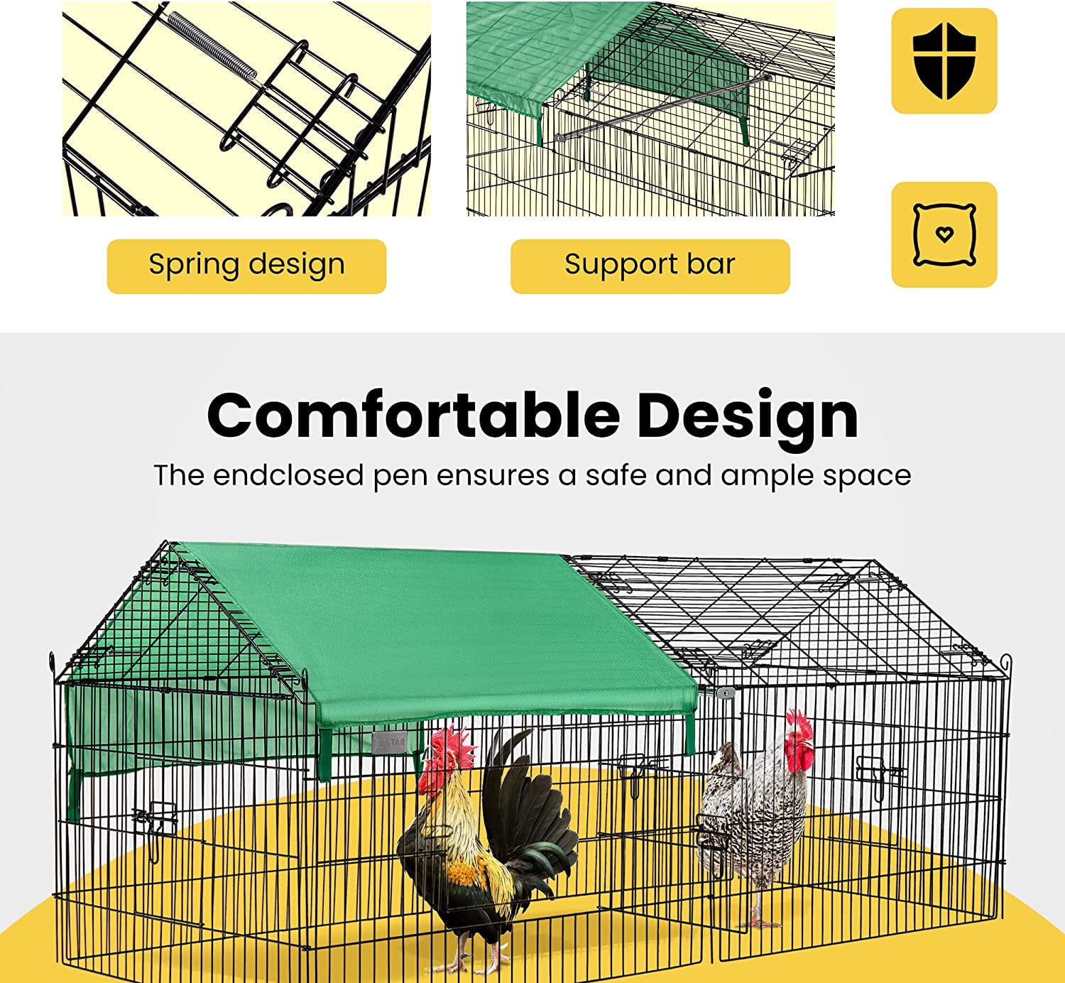 DEStar 71” x 30” Foldable Outdoor Backyard Metal Coop Chicken Cage Enclosure