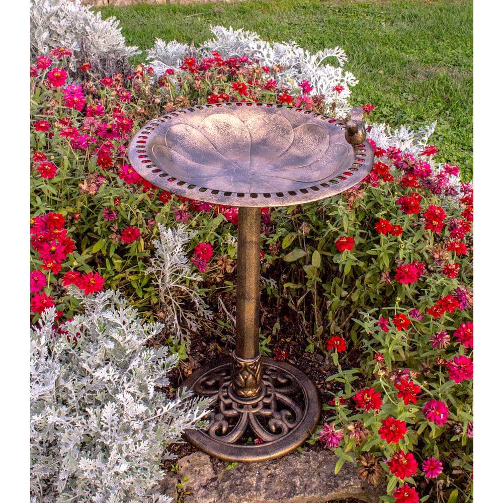 BACKYARD EXPRESSIONS PATIO · HOME · GARDEN Backyard Expressions 29 in. Bronze Resin Pedestal Birdbath 912449