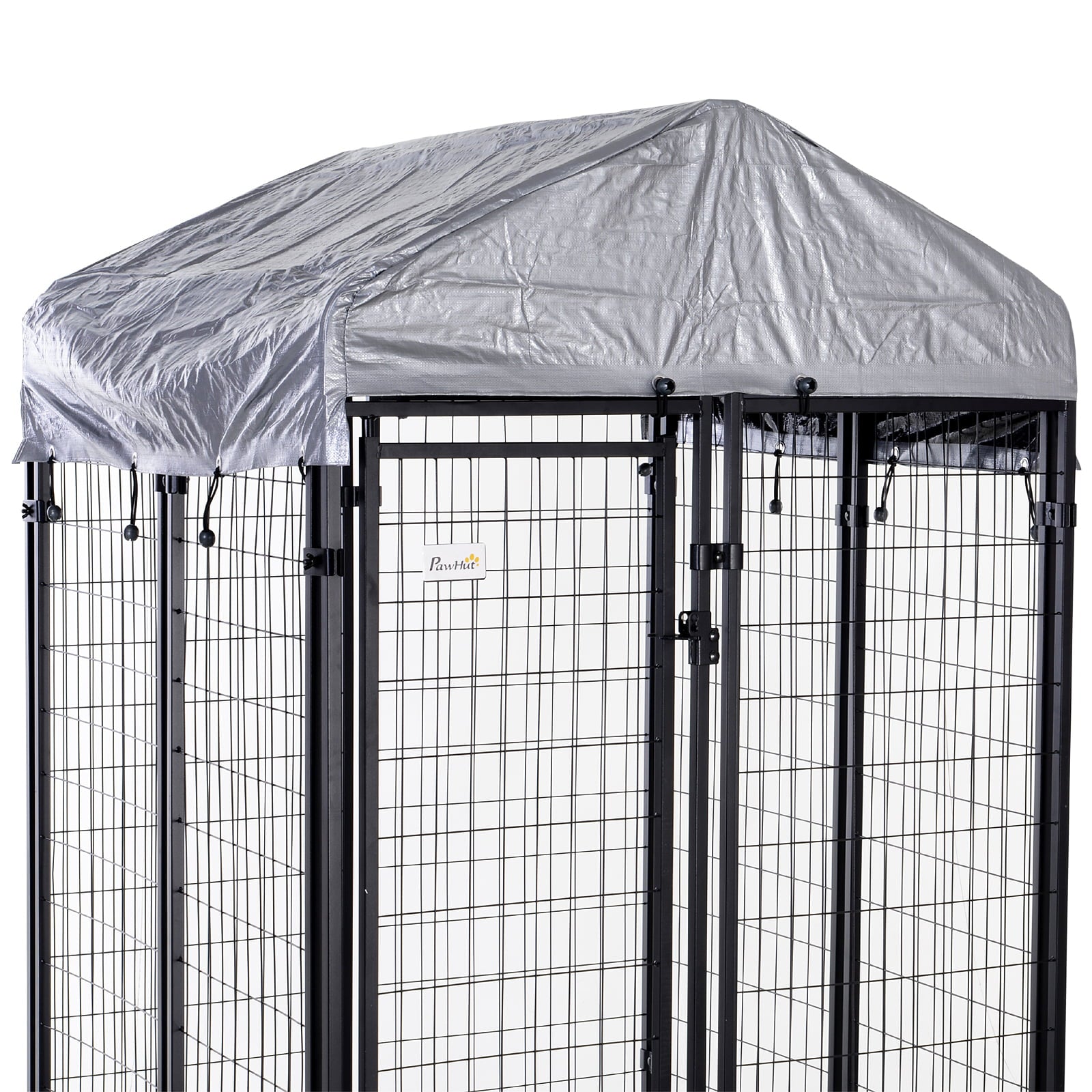 Pawhut Galvanized Steel Fence Dog Kennel， Large， Outdoor