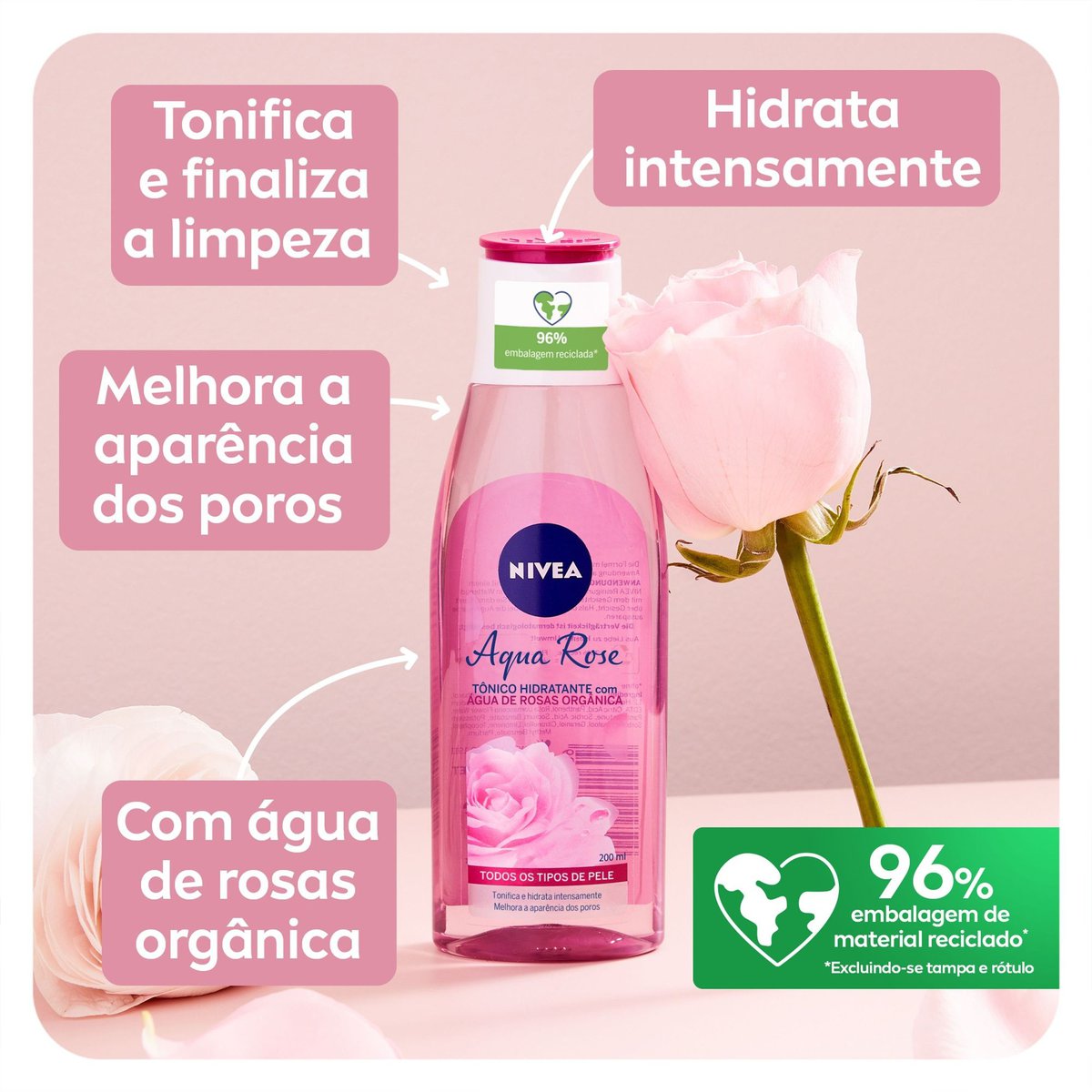 Tonico Hidratante NIVEA Aqua Rose 200ml