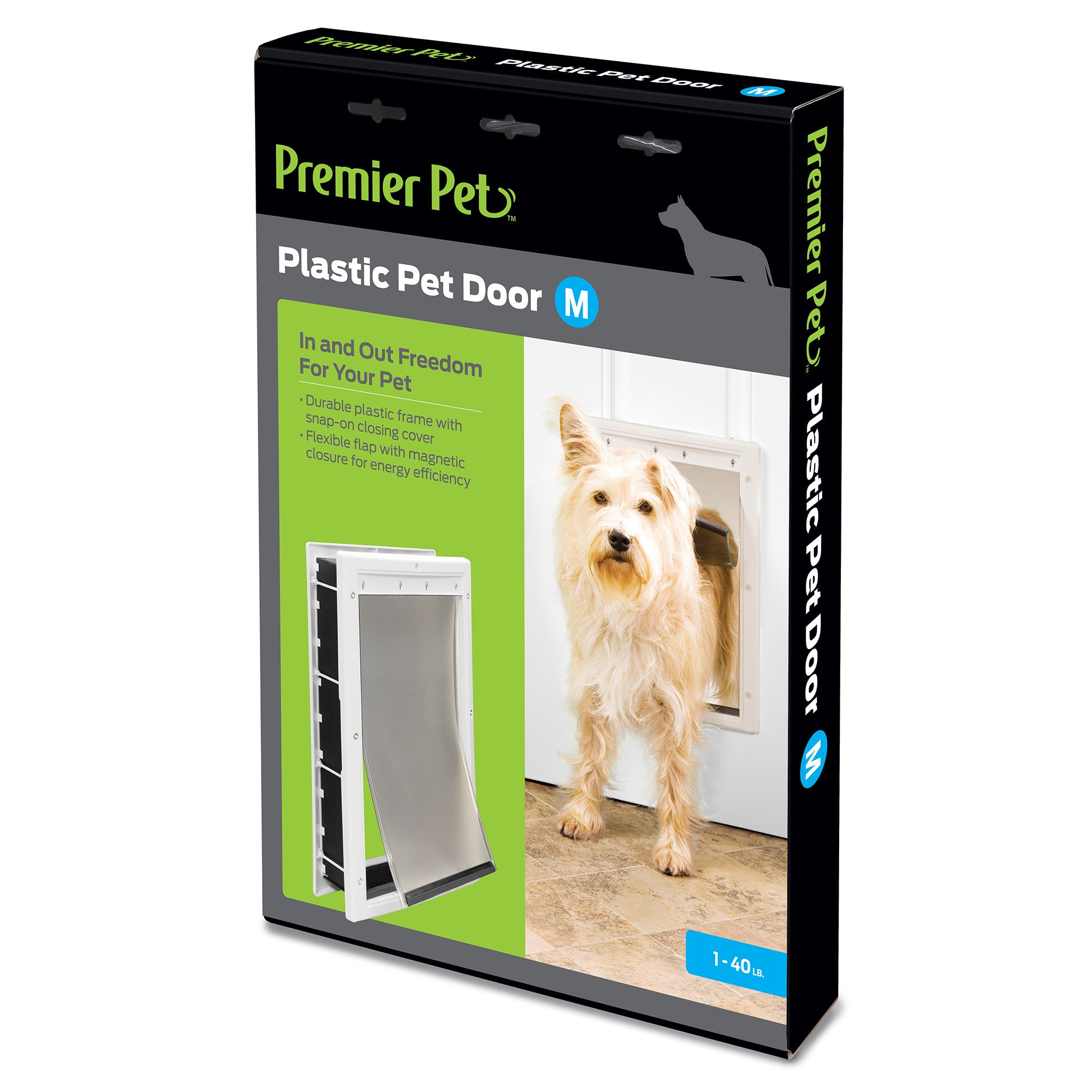 Premier Pet White Plastic Pet Door for Medium-Sized Dogs - Up to 40 Pounds