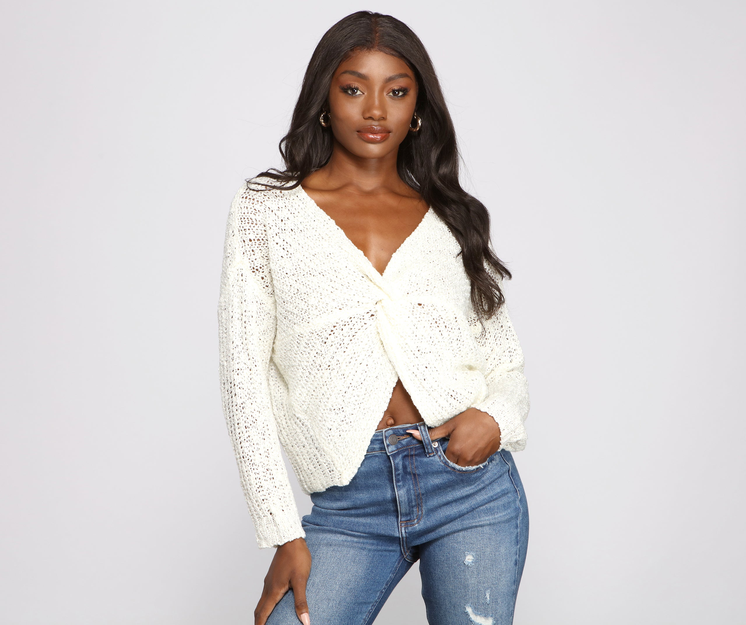 Keeping Knit Stylish Twist Knot Sweater