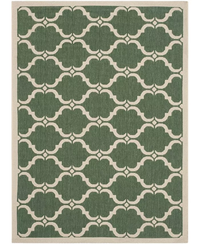 Safavieh Courtyard Dark Green and Beige 4' x 5'7