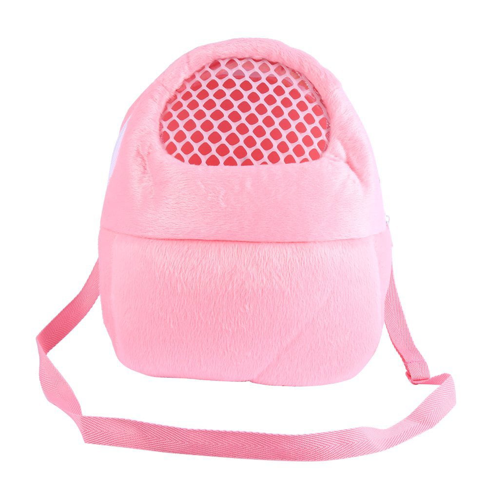 EECOO Breathable Shoulder Strap Portable Travel Handbag Backpack Small Pet Carrier Bag Animal Outgoing Bag for Hedgehog Hamster Mouse Rat Sugar Glider Squirrel Chinchilla Rabbit， Pink (M)